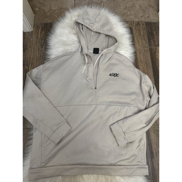 Nike Size XL Silky Hoodie Ivory 1/2 Zip Pockets Top‎ Shirt Jacket 929611-008 - Picture 1 of 9